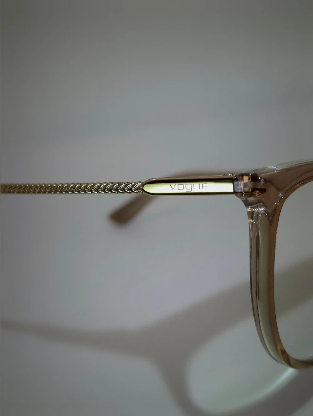 Vogue Women's Clear Beige Cat Eye Gold Eyewear.